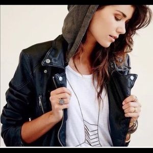 Free people Vegan Leather Hooded jacket
